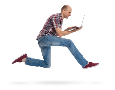 write fast man running with laptop spaxia 123RF stock photo