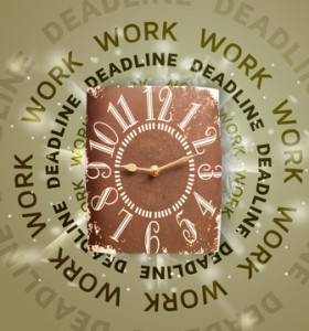 clock with work an deadline for writers