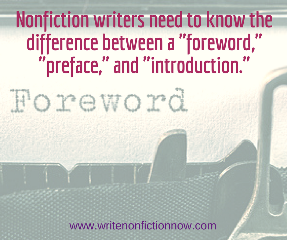 foreword vs. preface vs. introduction for nonficton book