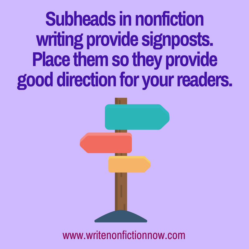 subheads in nonfiction writing