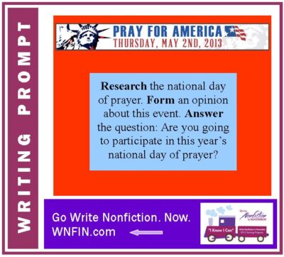 Writing Prompt: Will You Participate in the National Day of Prayer?