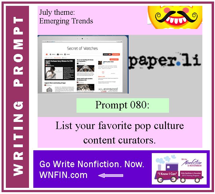 Writing Prompt: List Your Favorite Pop Culture Content Curators