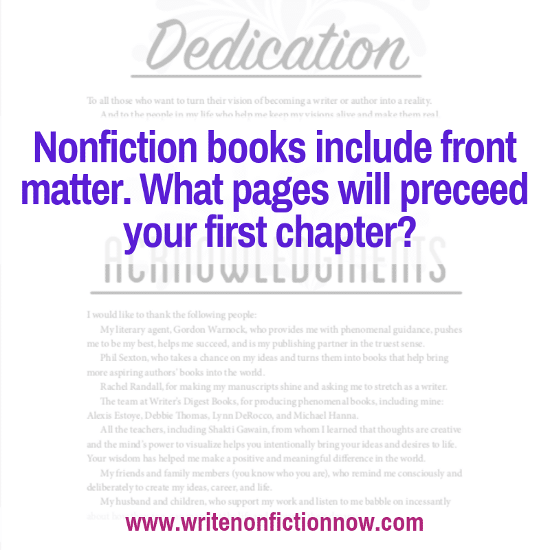 nonfiction books include front matter