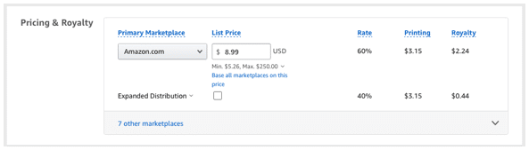 kdp pricing calculator