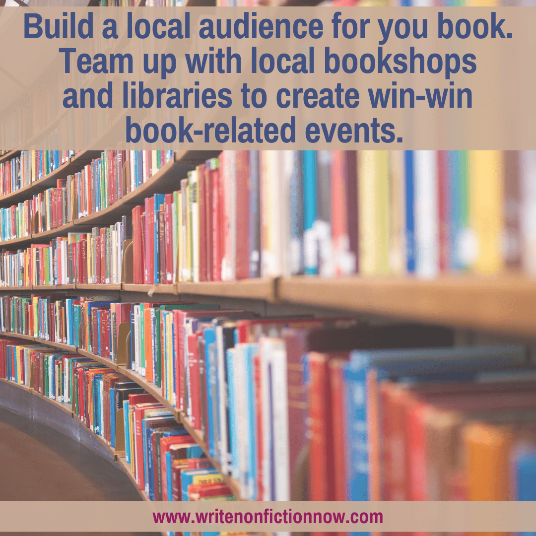 Learn how to build local audience at bookshops and libraries